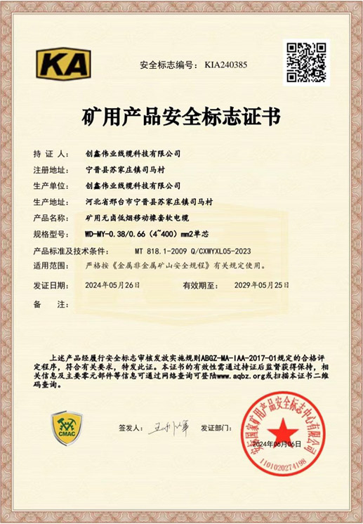 Mining Product Safety Mark Certificate